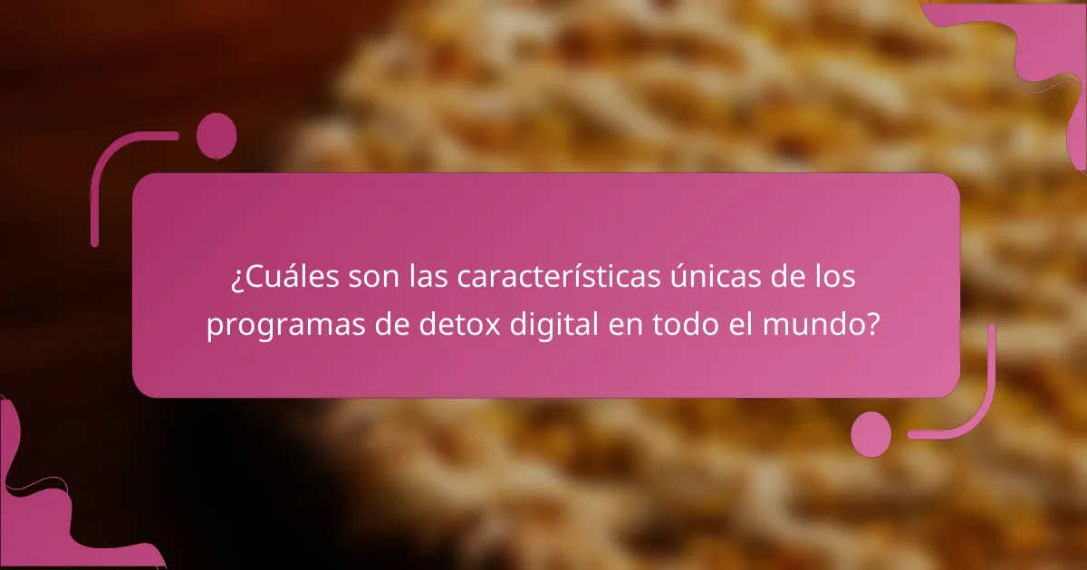 ¿Cuáles son las características únicas de los programas de detox digital en todo el mundo?