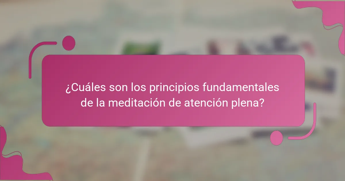 ¿Cuáles son los principios fundamentales de la meditación de atención plena?